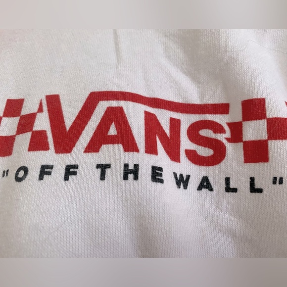 Vans Cropped Red Checker Logo Hoodie White Size S - Picture 5 of 12